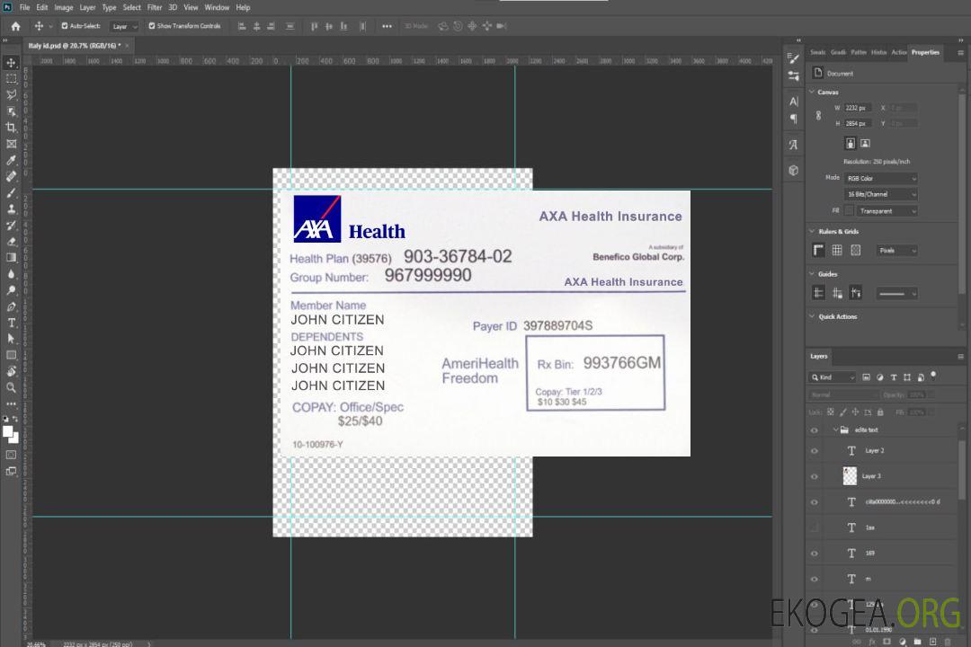 Carte d'assurance maladie du Kirghizistan template